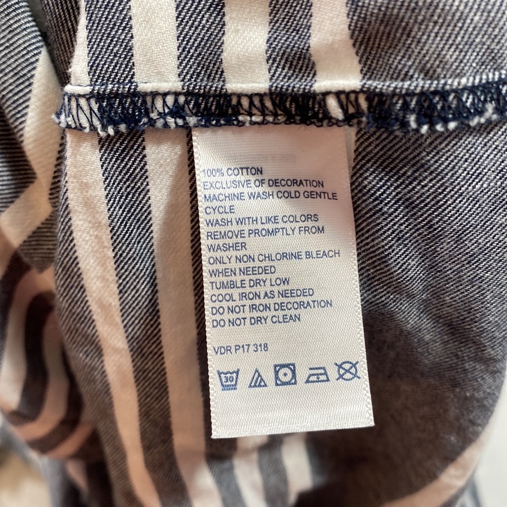 Nautica Long Sleeve Button Up Shirt Blouse Striped Womens Size XL Grayish Blue - Picture 9 of 14